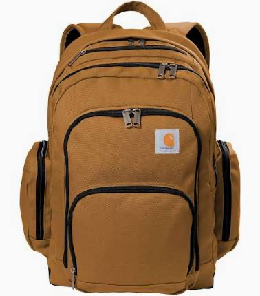 Carhartt brown canvas backpack — the blank canvas students personalize